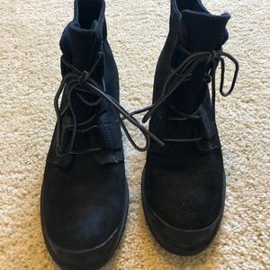 Sorel black suede winter wedge
